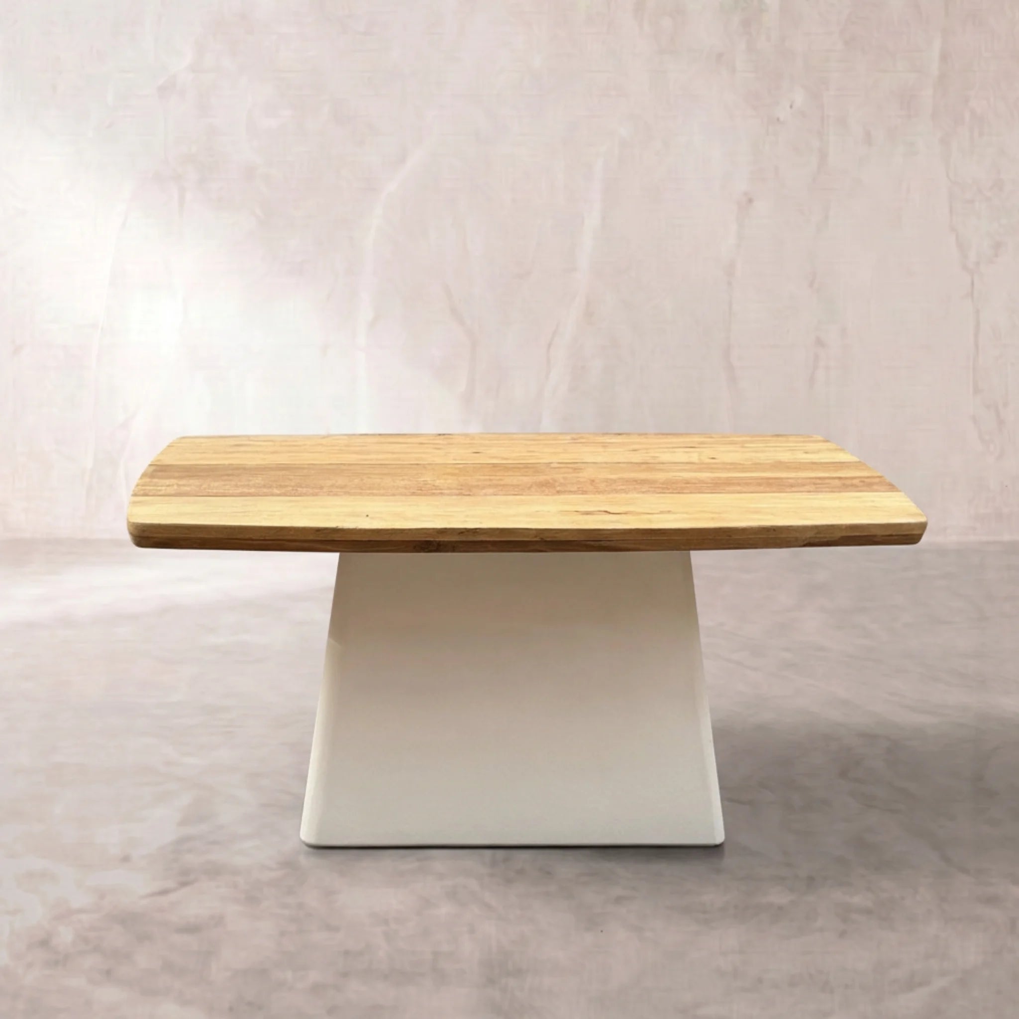 Mesa de comedor Calvia 180X90X76cm | Blanco Mate y Madera reciclada de Acacia | KUBU #