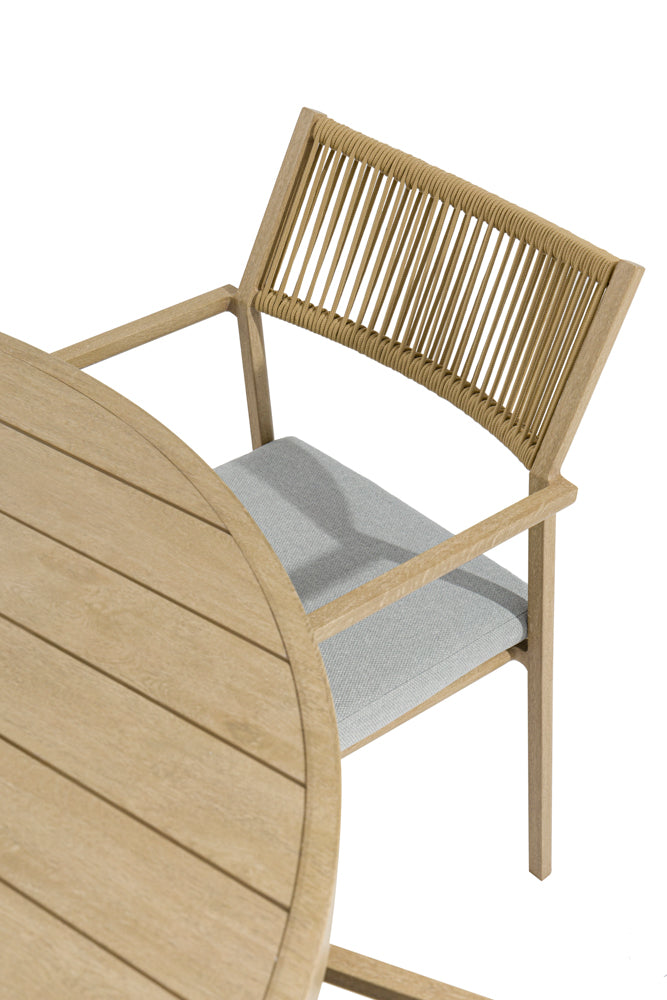 Mesa de comedor Harmony Ø 120 cm aluminio efecto madera | Kubu #