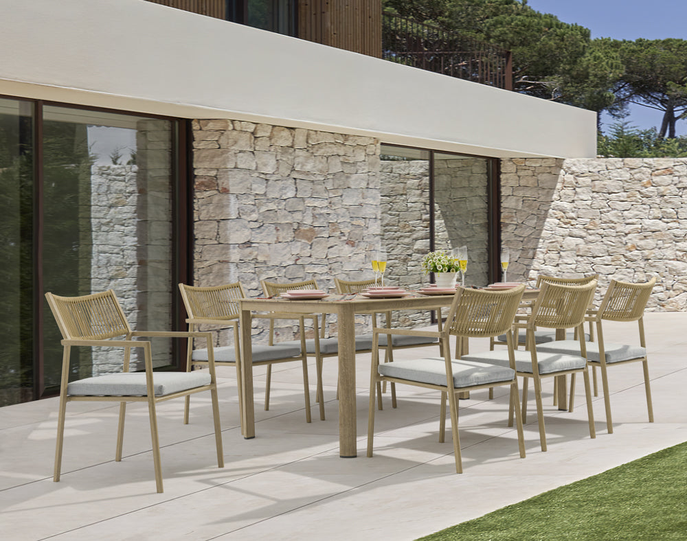 Mesa de comedor Harmony 160*88 cm  aluminio efecto madera | Kubu #
