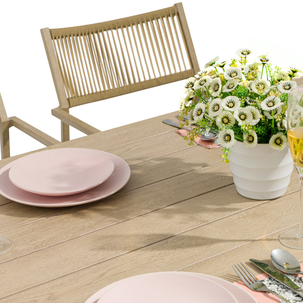 Mesa de comedor Harmony 200x88 cm  aluminio efecto madera | Kubu #