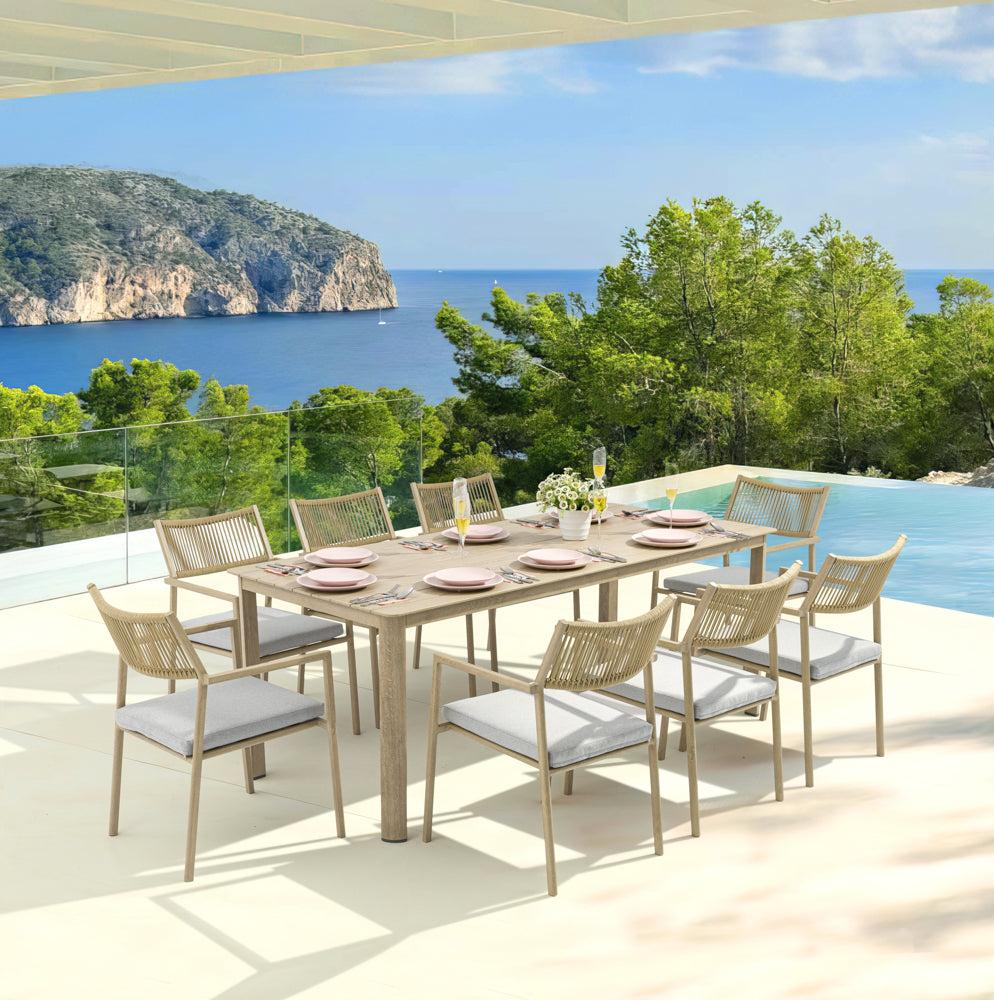 Mesa de comedor Harmony 200x88 cm  aluminio efecto madera | Kubu #