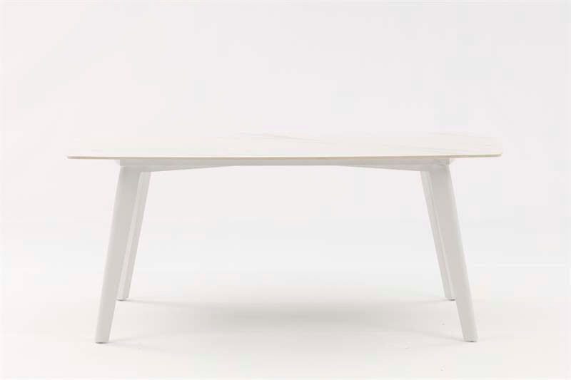 Mesa de comedor Nelayan 180x90 aluminio blanco top mesa porcelánico blanco | Kubu #