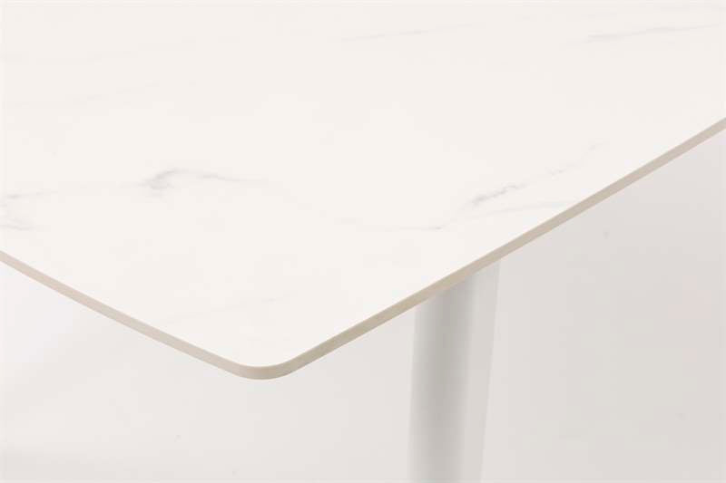 Mesa de comedor Nelayan 180x90 aluminio blanco top mesa porcelánico blanco | Kubu #