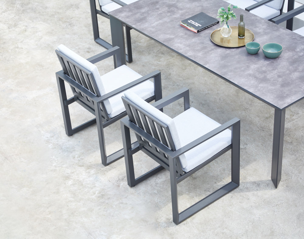 Mesa de comedor Onix 210*90 cm aluminio antracita cristal cerámico gris antracita | Kubu #