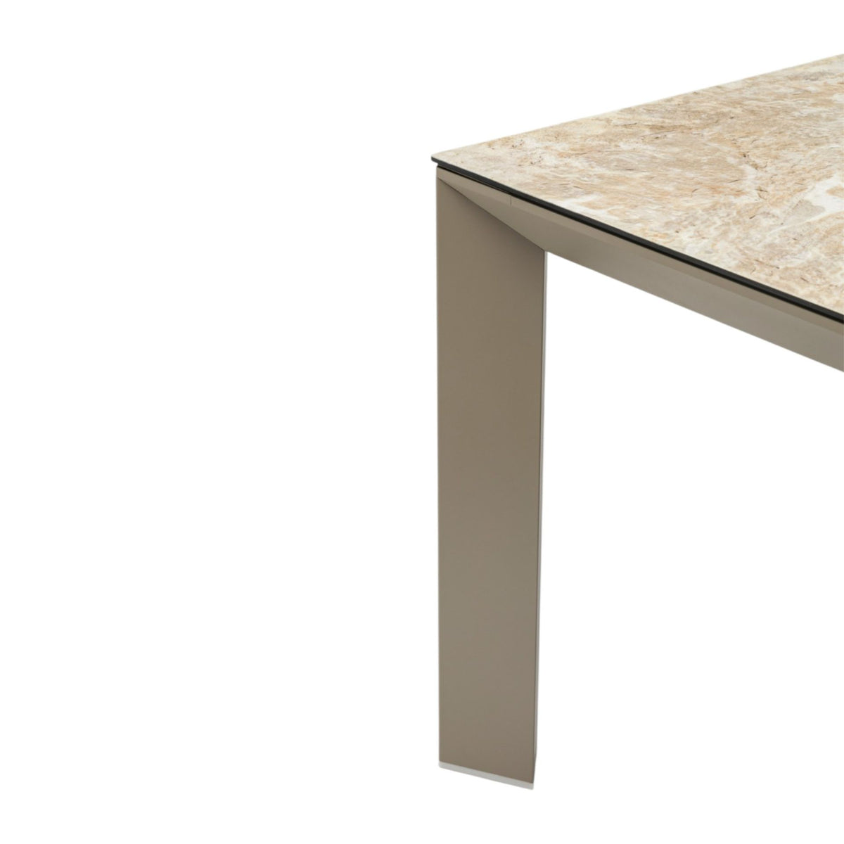 Mesa de comedor Orick 210*90 cm aluminio taupe y cristal cerámico beige. | KUBU #