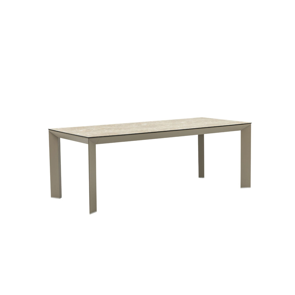 Mesa de comedor Orick 210*90 cm aluminio taupe y cristal cerámico beige. | KUBU #