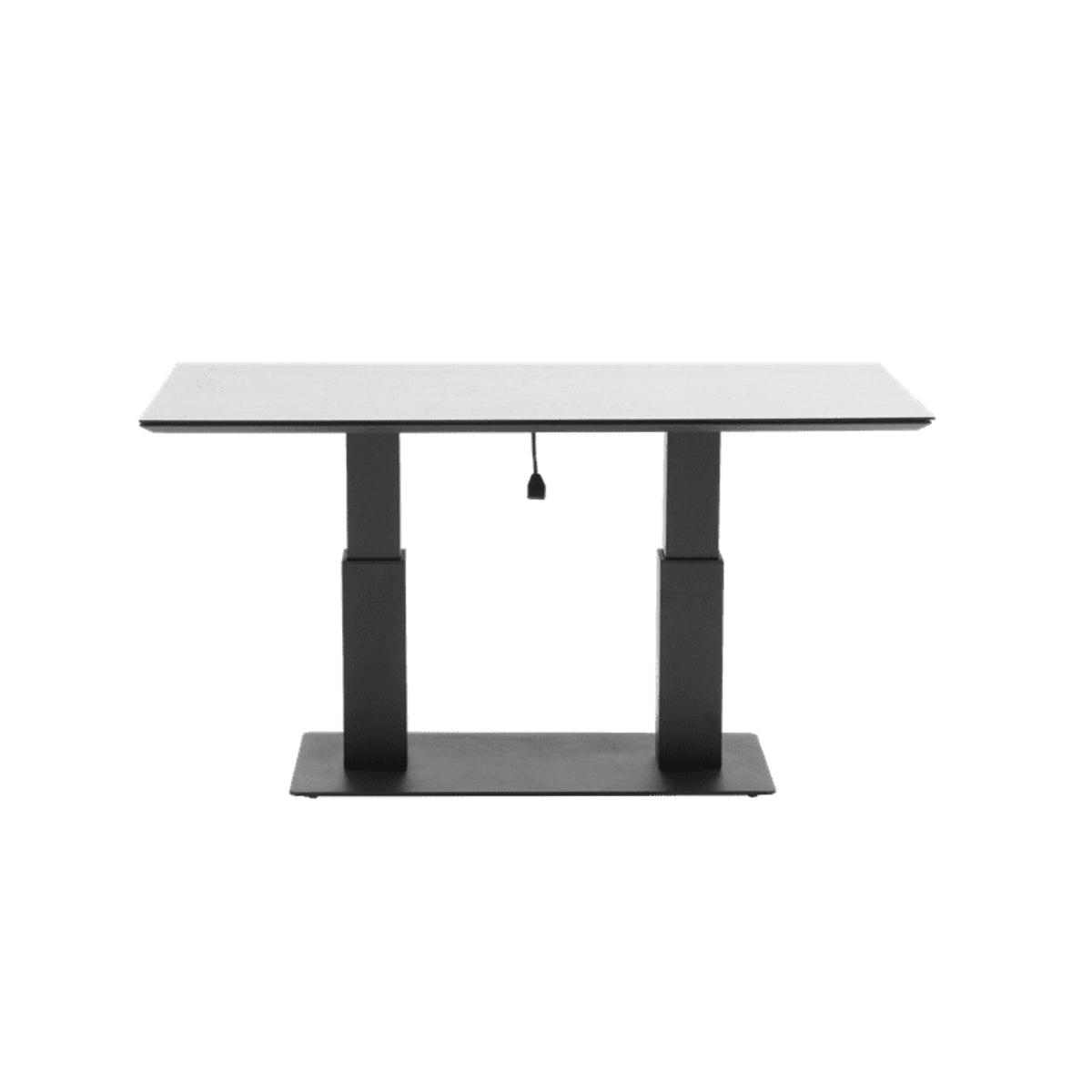 Mesa elevable Isabela 140x75x50/74  aluminio antracita con cristal cerámico gris claro. | KUBU #