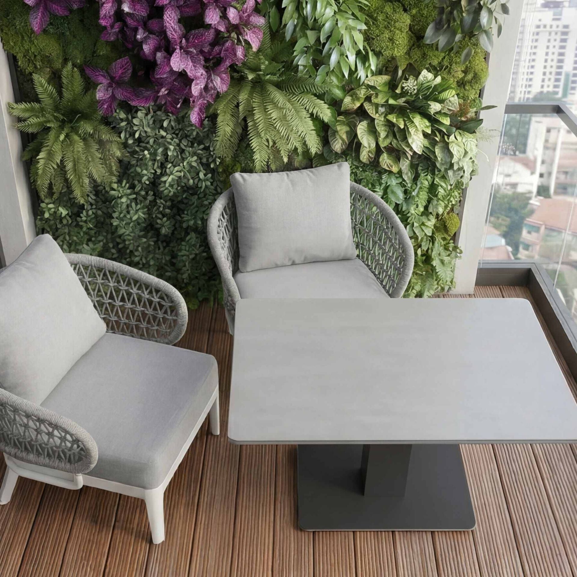 Mesa elevable Isabela cristal cerámico gris claro. | Kubu #
