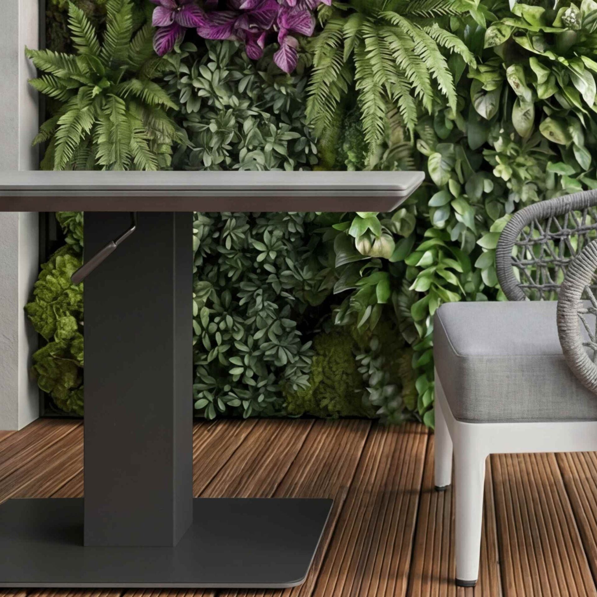 Mesa elevable Isabela cristal cerámico gris claro. | Kubu #