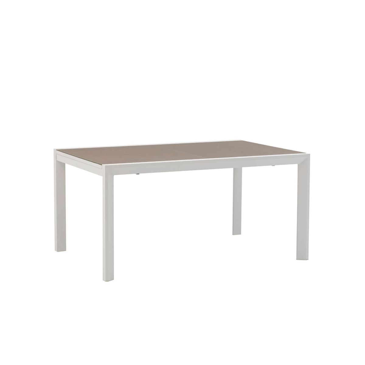 Mesa extensible ORICK 100 x 150/225 cm aluminio blanco y cristal taupe | KUBU #