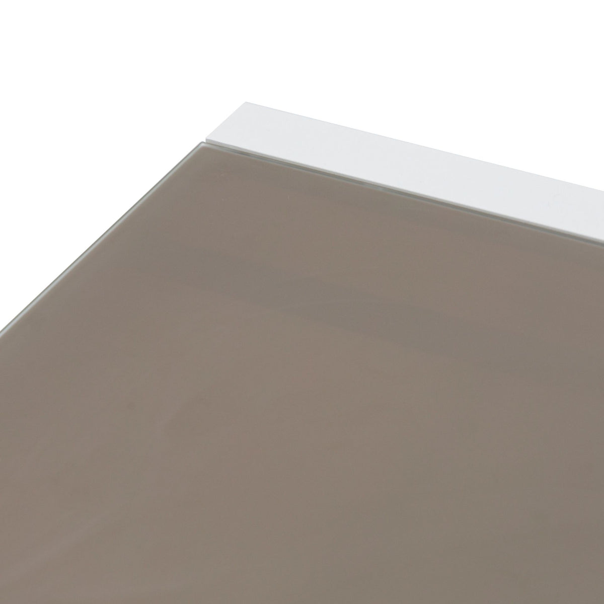 Mesa extensible ORICK 100 x 150/225 cm aluminio blanco y cristal taupe | KUBU #