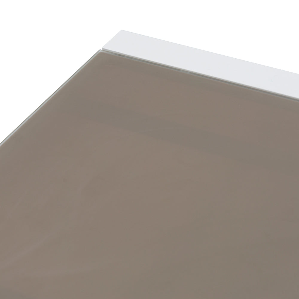 Mesa extensible ORICK 100 x 150/225 cm aluminio blanco y cristal taupe