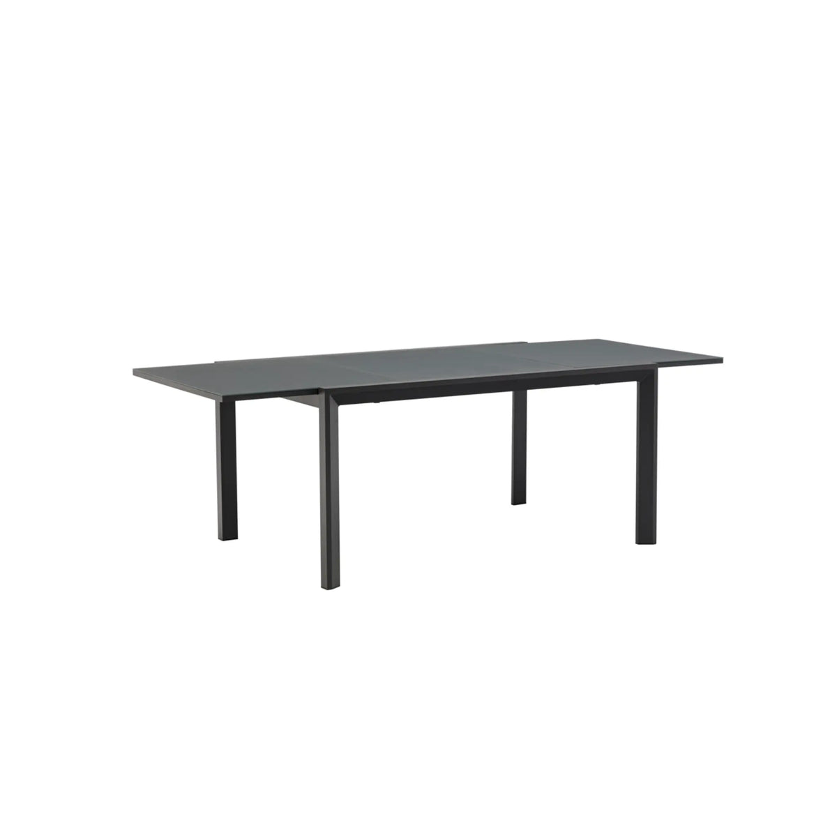 Mesa extensible ORICK 100 x 150/225 cm aluminio y cristal antracita | KUBU #