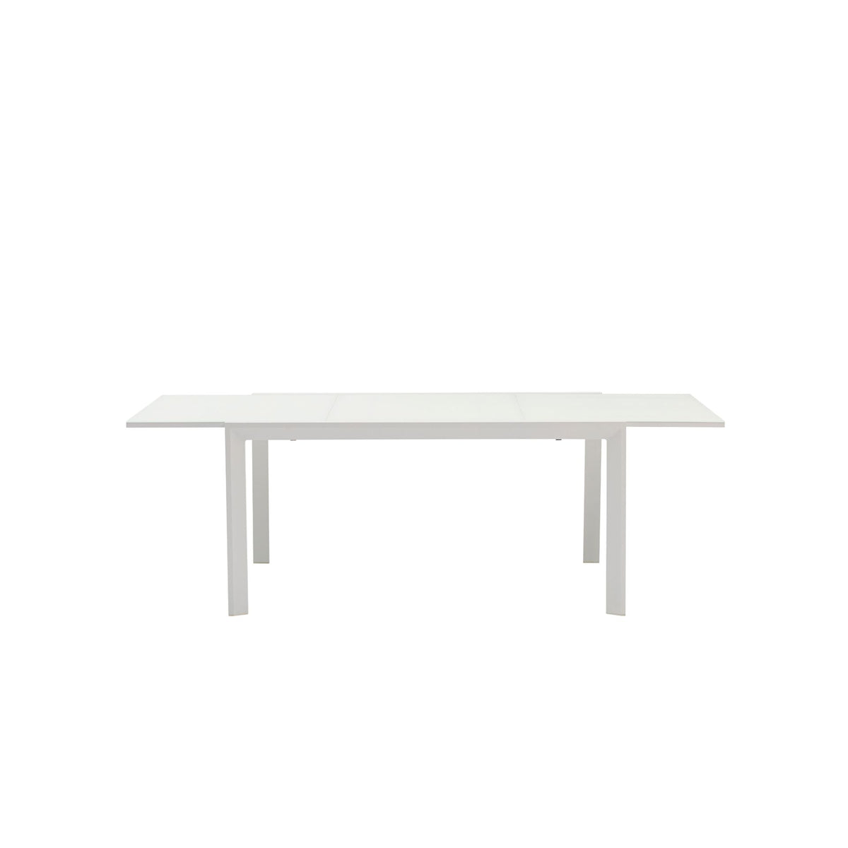 Mesa extensible ORICK 100 x 150/225 cm aluminio y cristal blanco | KUBU #