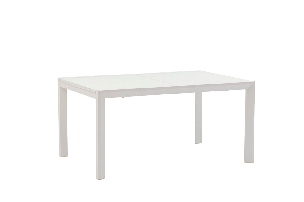 Mesa extensible ORICK 100 x 150/225 cm aluminio y cristal blanco