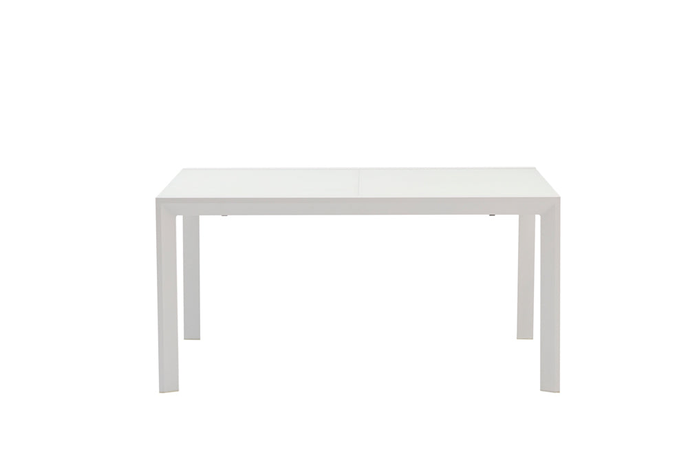 Mesa extensible ORICK 100 x 150/225 cm aluminio y cristal blanco