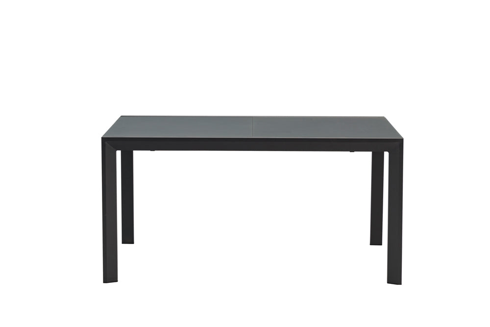 Mesa extensible ORICK 100 x 150/225cm | Aluminio y Cristal Mate Antracita | KUBU #