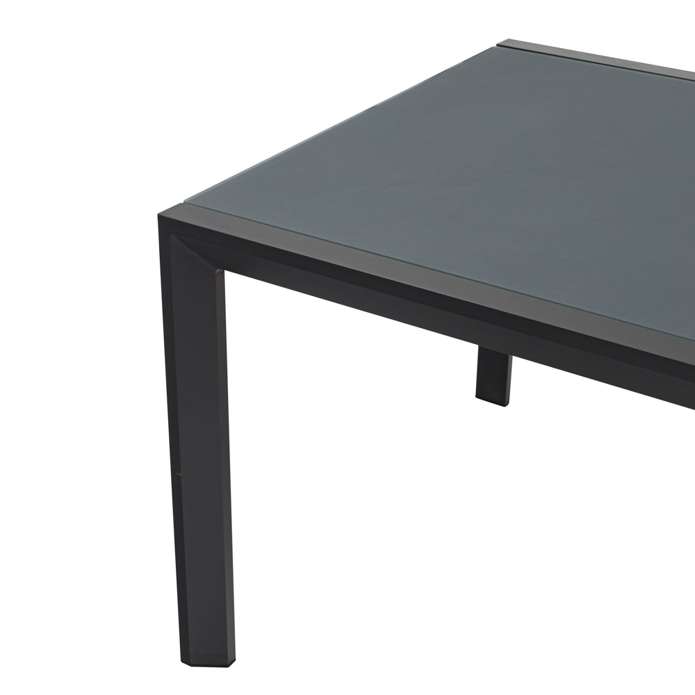 Mesa extensible ORICK 100 x 150/225cm | Aluminio y Cristal Mate Antracita | KUBU #