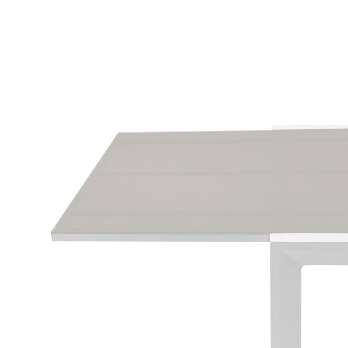 Mesa extensible ORICK 100 x 200/300 cm aluminio blanco y cristal taupe | KUBU #