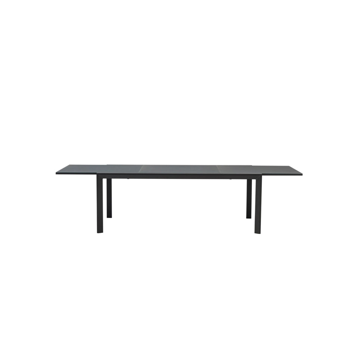 Mesa extensible ORICK 100 x 200/300 cm aluminio y cristal antracita | KUBU #