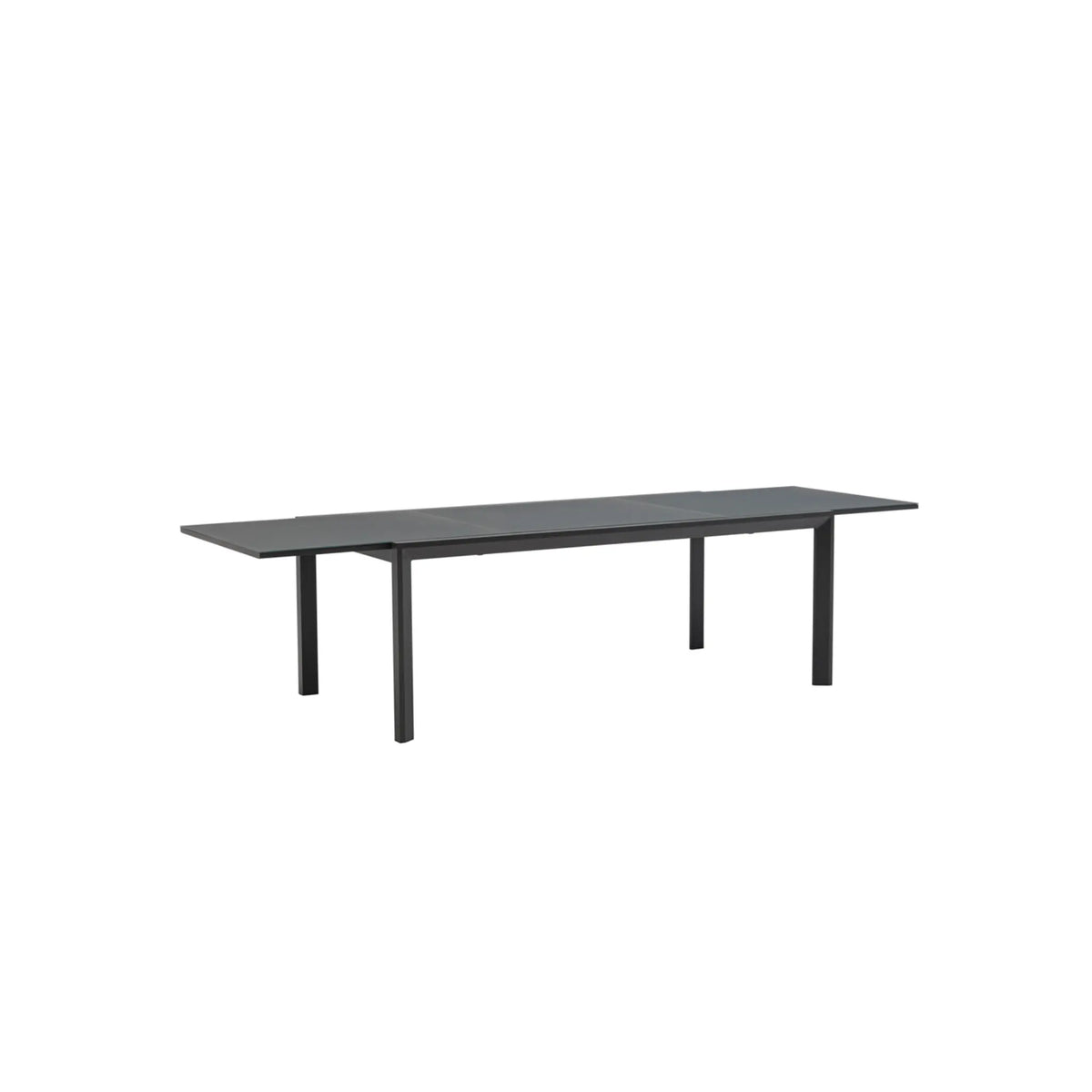 Mesa extensible ORICK 100 x 200/300 cm aluminio y cristal antracita | KUBU #