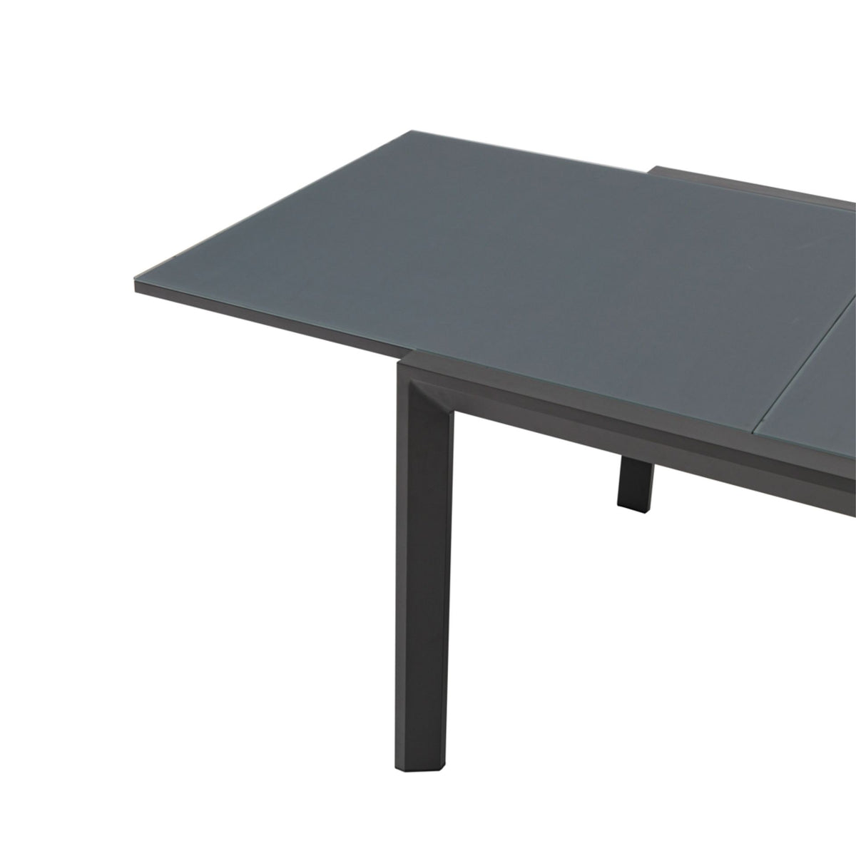 Mesa extensible ORICK 100 x 200/300 cm aluminio y cristal antracita | KUBU #