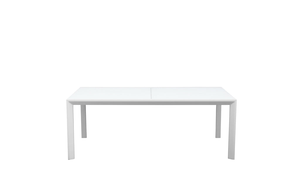 Mesa extensible ORICK 100 x 200/300 cm aluminio y cristal blanco