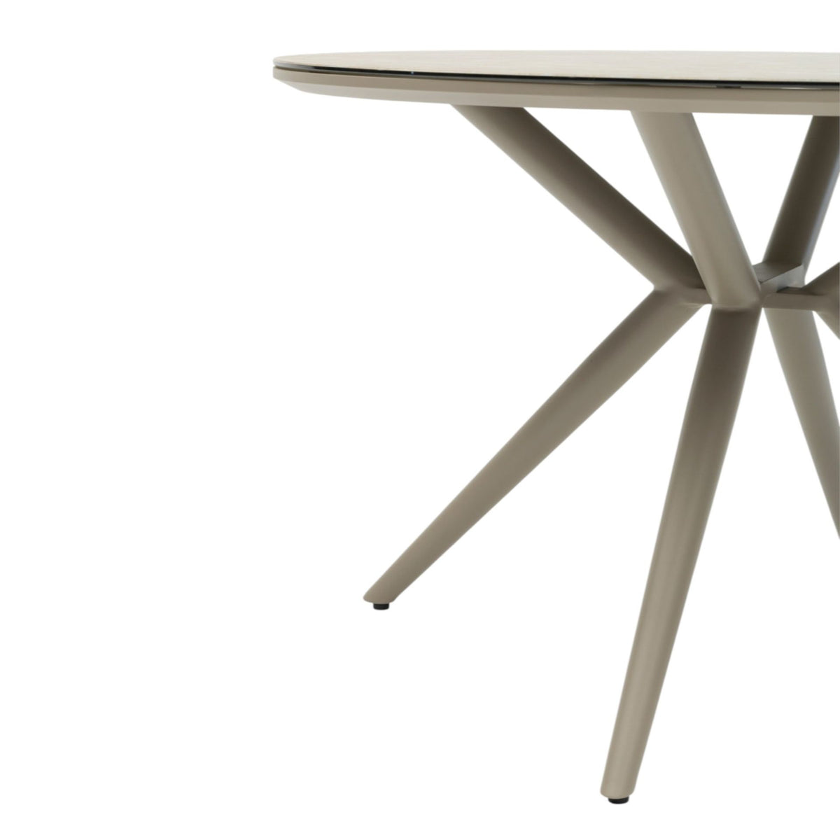 Mesa redonda Orick Ø 120 cm aluminio taupe cristal cerámico beige. | KUBU #