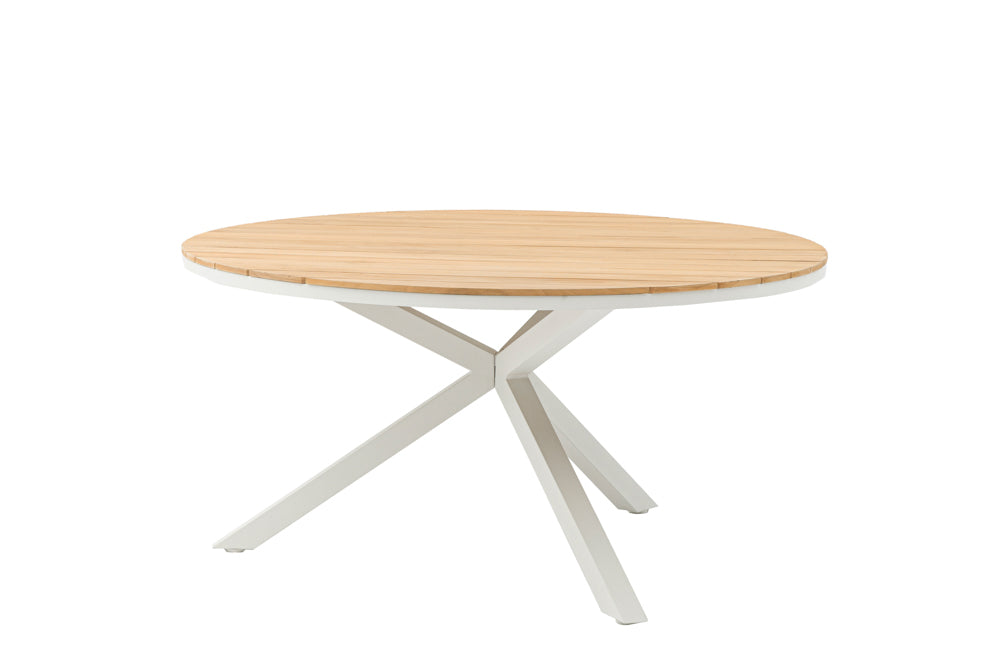 Mesa redonda Sidney aluminio blanco - teca Ø 150 cm | Kubu #