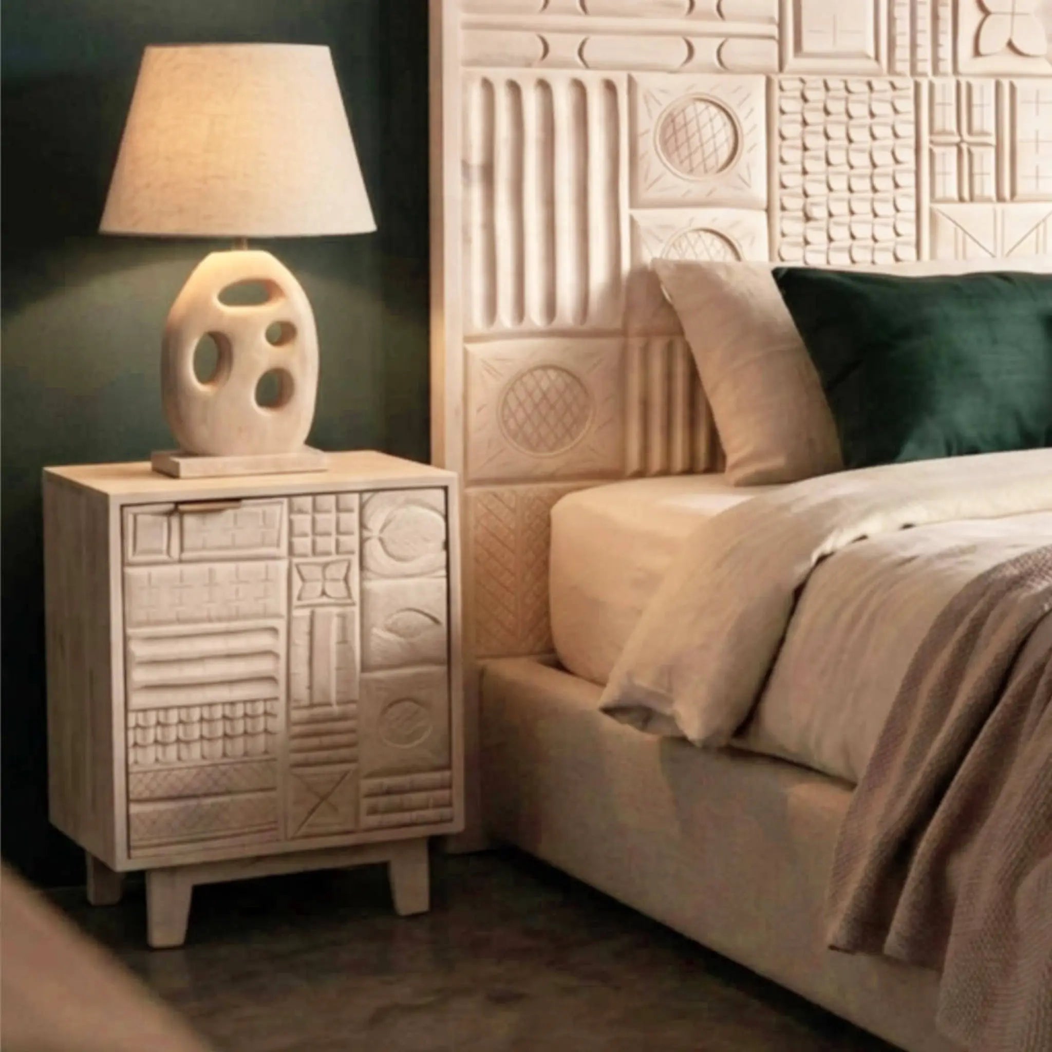 Mesita de Noche Maya 45x35x65cm | Madera de Mango | KUBU #