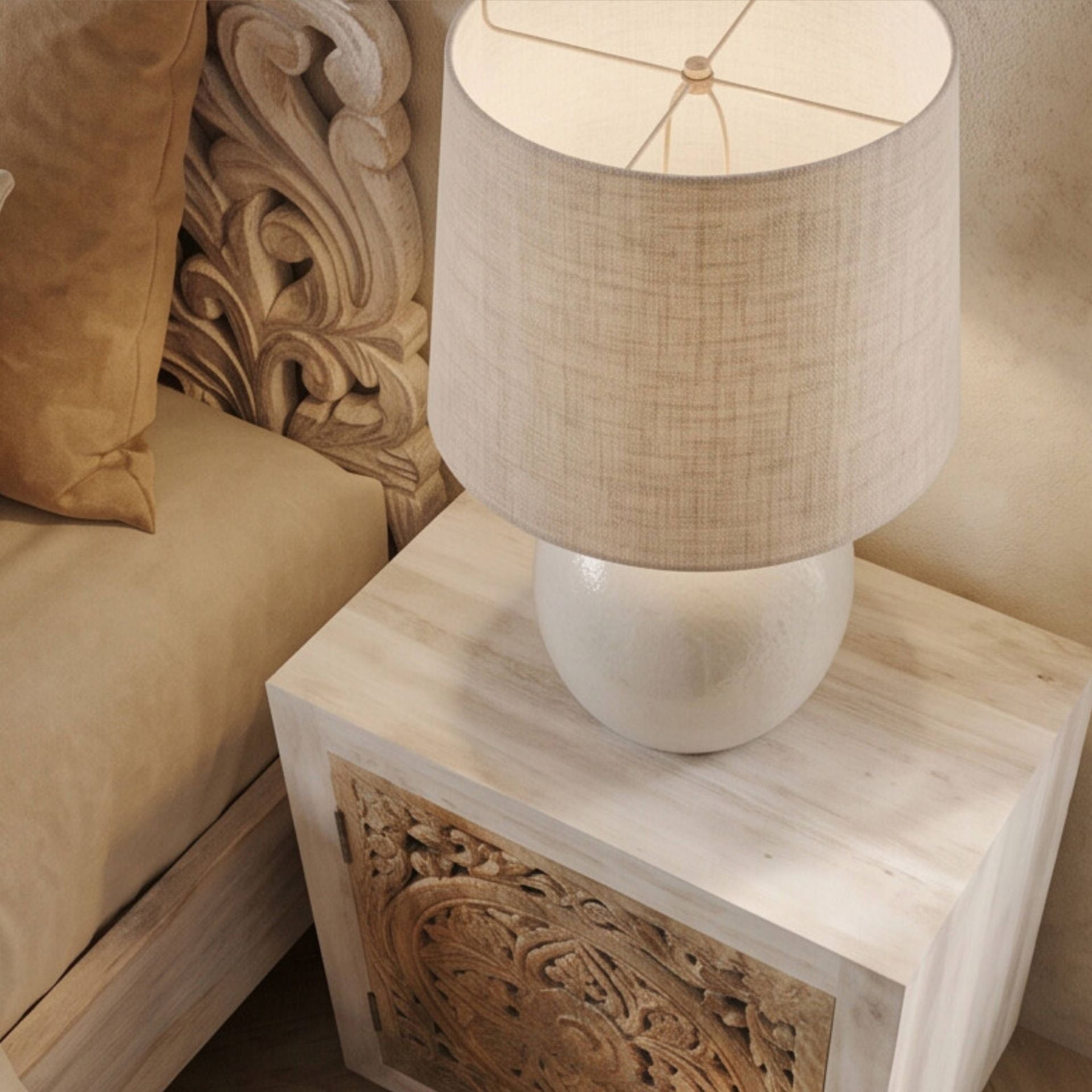 Mesita de noche Borneo 1 puerta 50x35x70cm | Madera de Mango | KUBU #