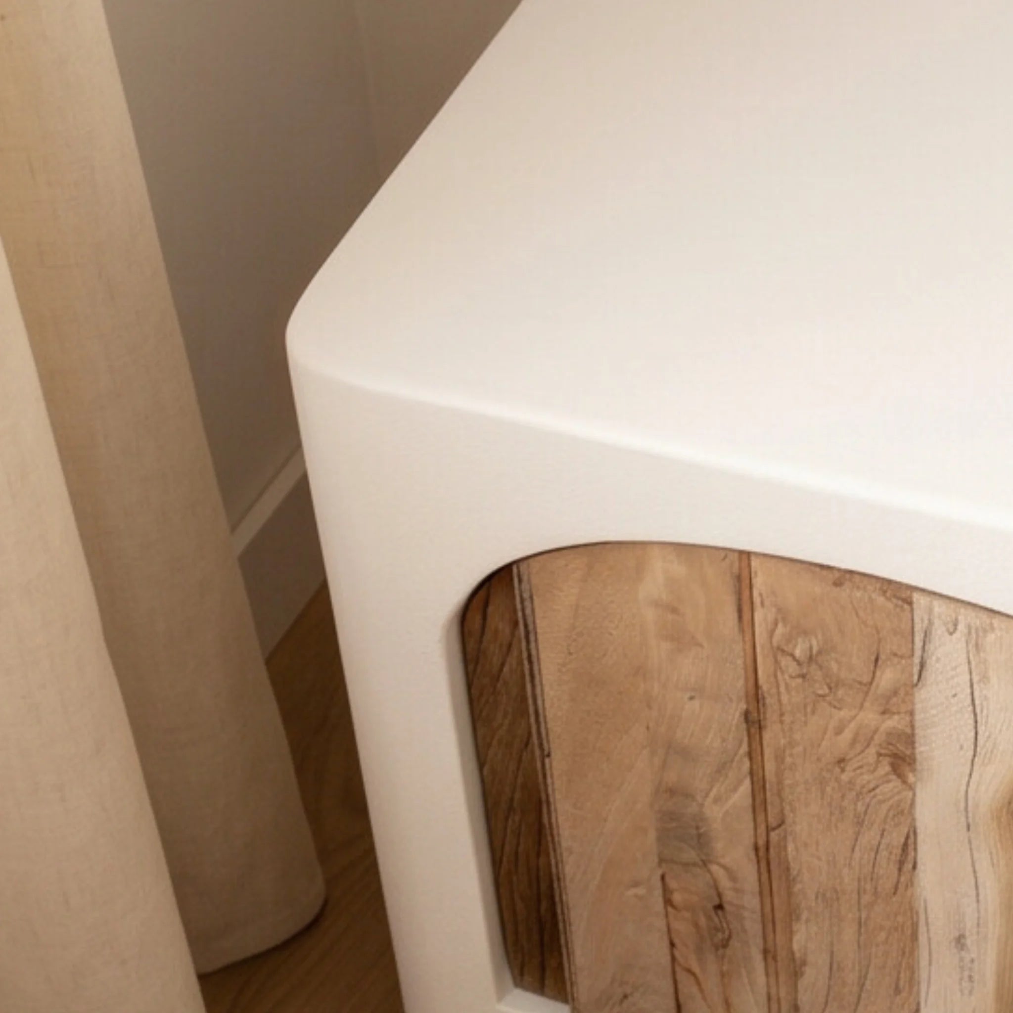 Mesita de noche Eivissa 45X40X45cm | Blanco Mate y Madera reciclada de Acacia | KUBU #