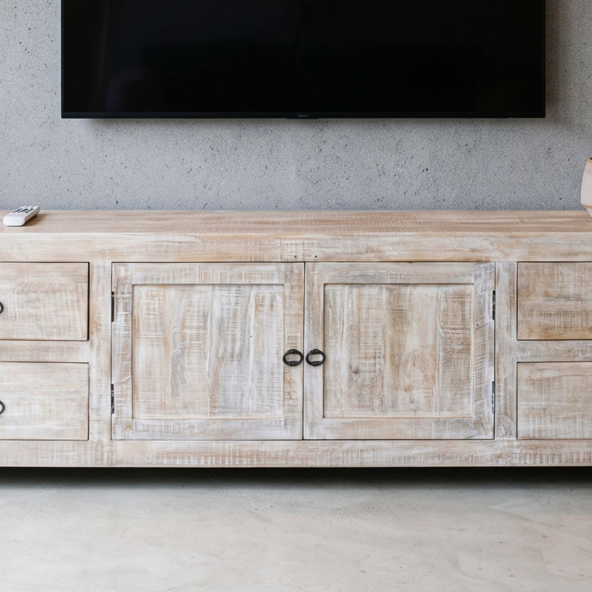 Mueble de TV Goa 2 Puertas / 4 cajones 200x40x60cm | Madera de Mango | KUBU #