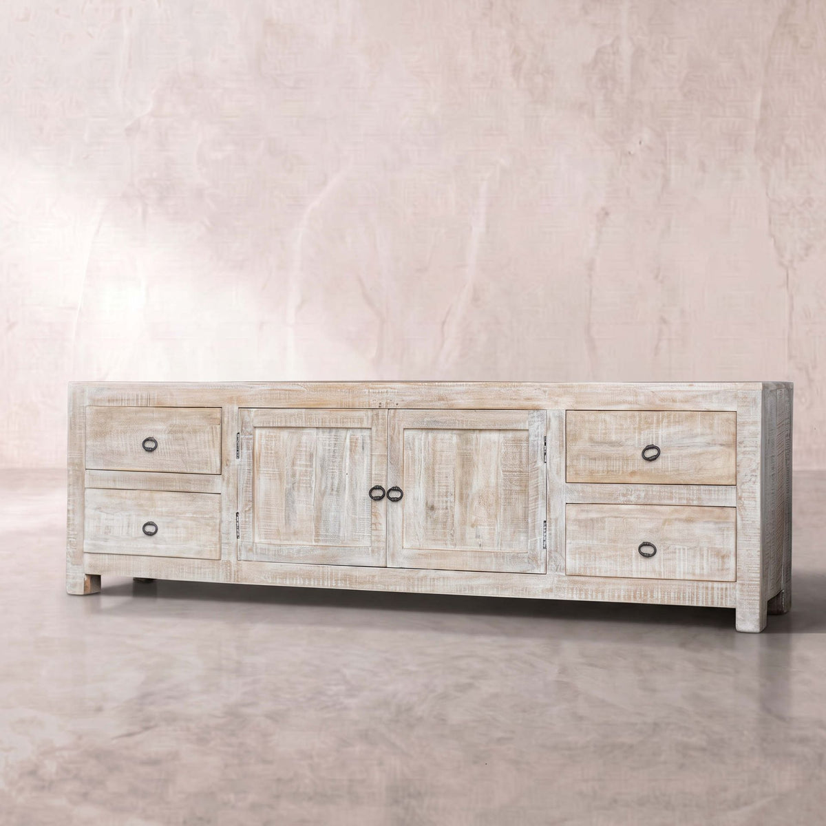 Mueble de TV Goa 2 Puertas / 4 cajones 200x40x60cm | Madera de Mango | KUBU #