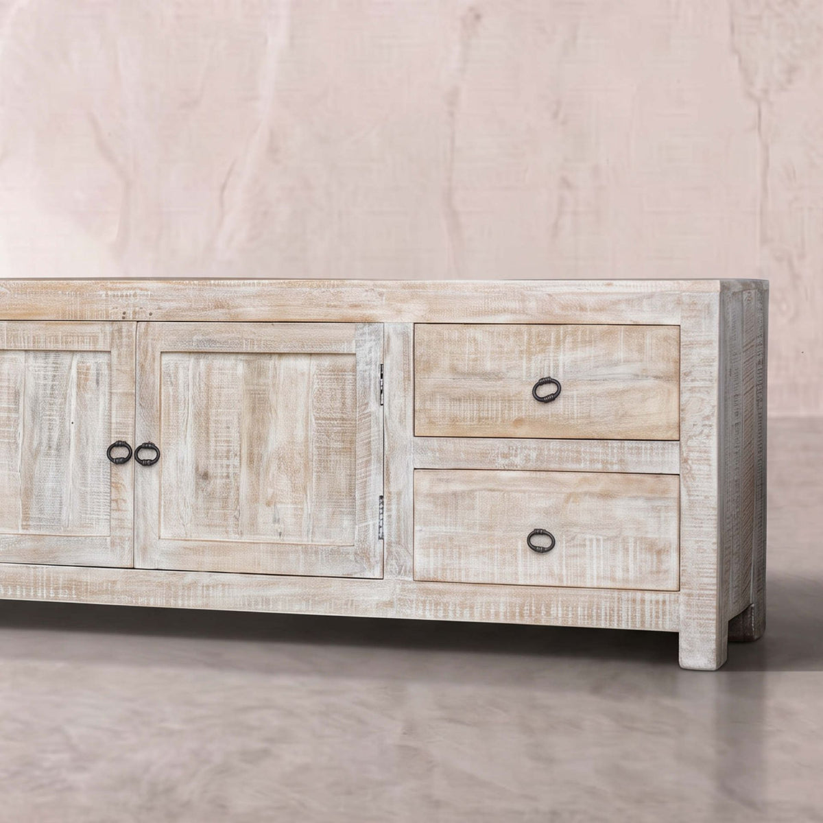Mueble de TV Goa 2 Puertas / 4 cajones 200x40x60cm | Madera de Mango | KUBU #