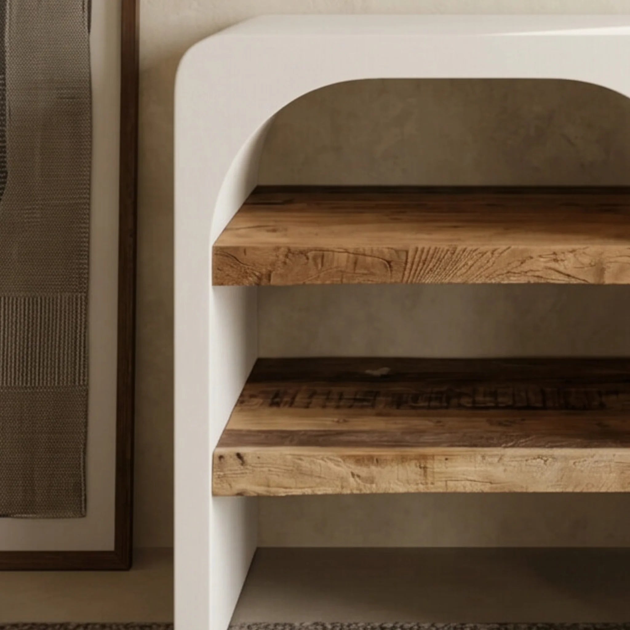 Recibidor Consola Eivissa 70x40x76cm | Blanco Mate y Madera reciclada de Acacia | KUBU #