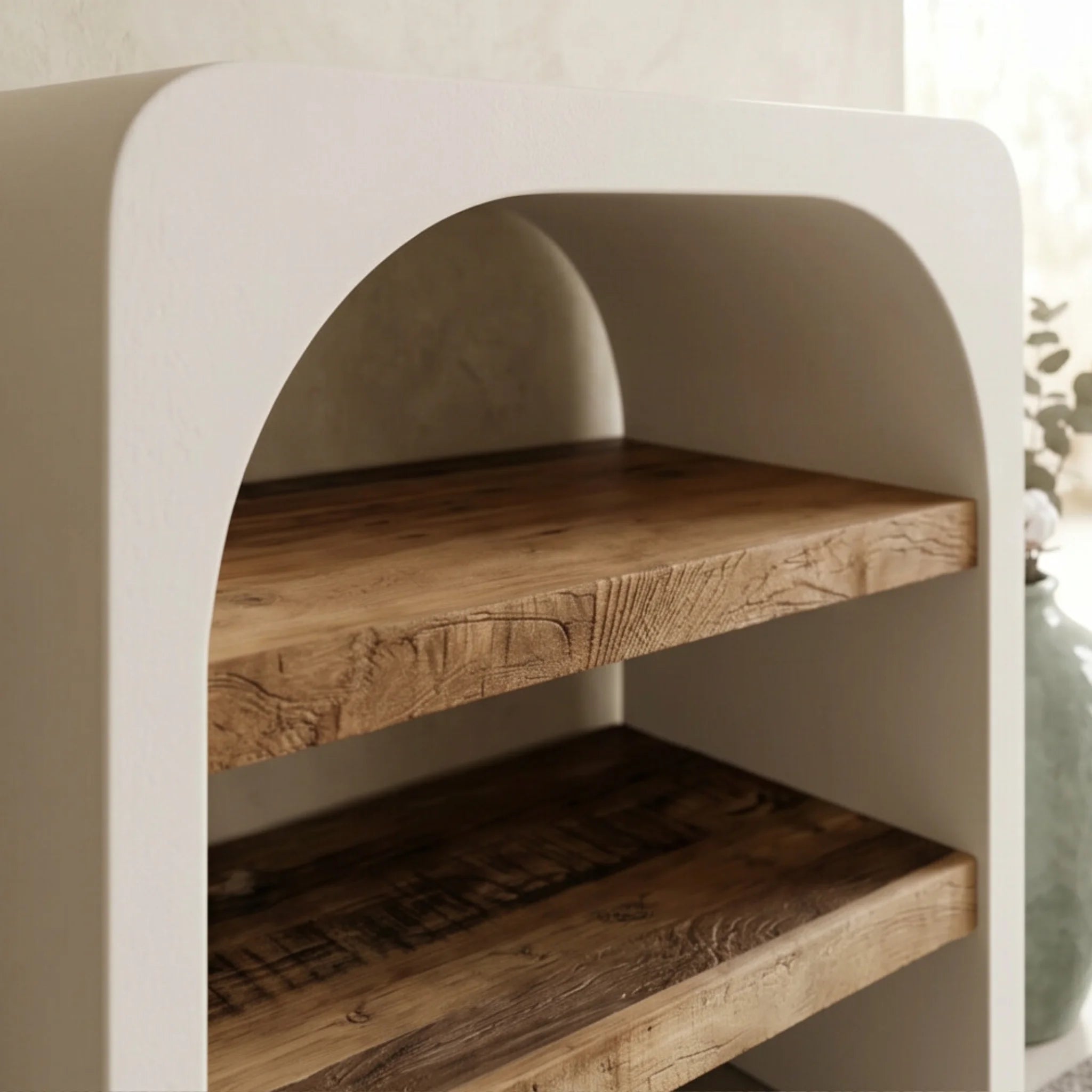 Recibidor Consola Eivissa 70x40x76cm | Blanco Mate y Madera reciclada de Acacia | KUBU #