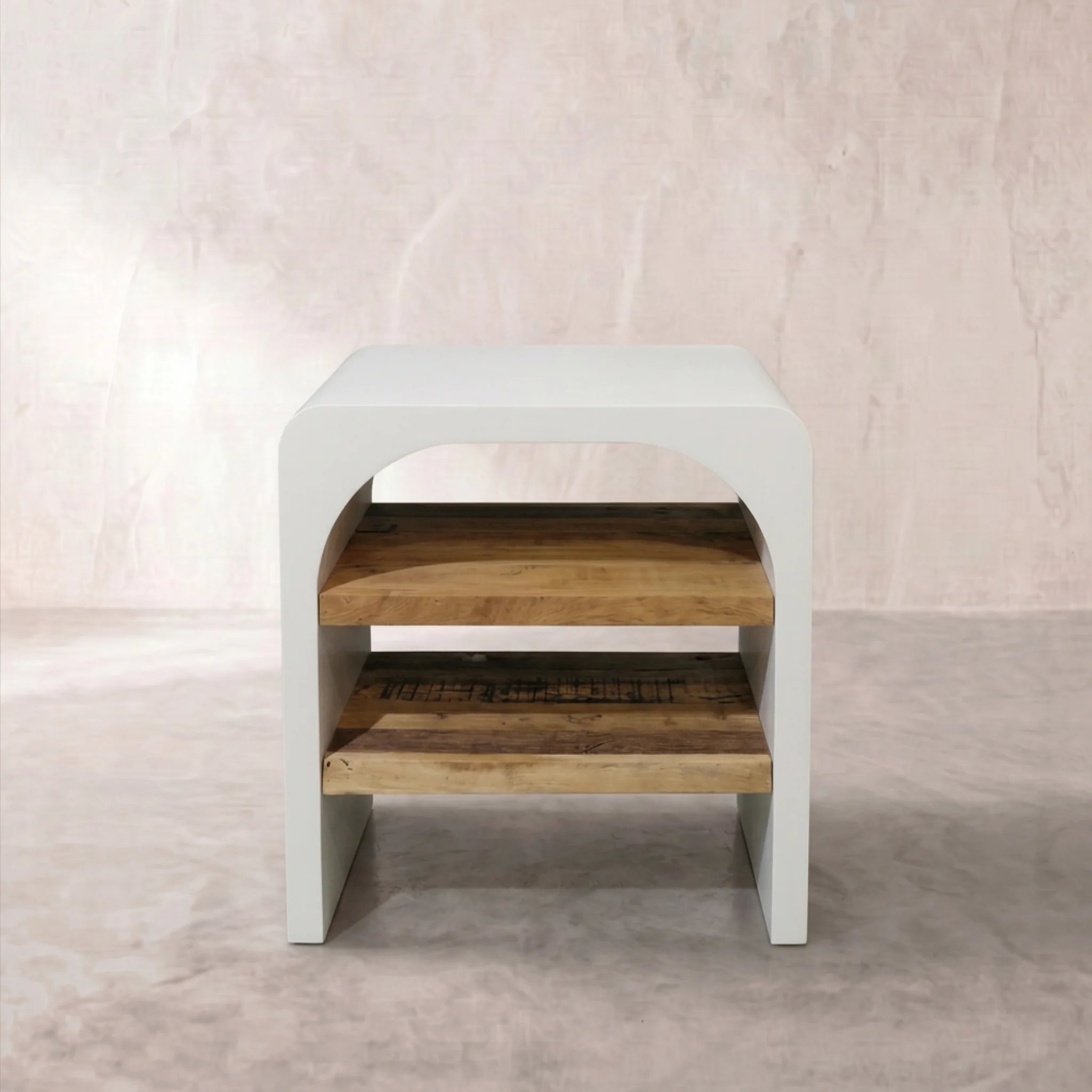 Recibidor Consola Eivissa 70x40x76cm | Blanco Mate y Madera reciclada de Acacia | KUBU #