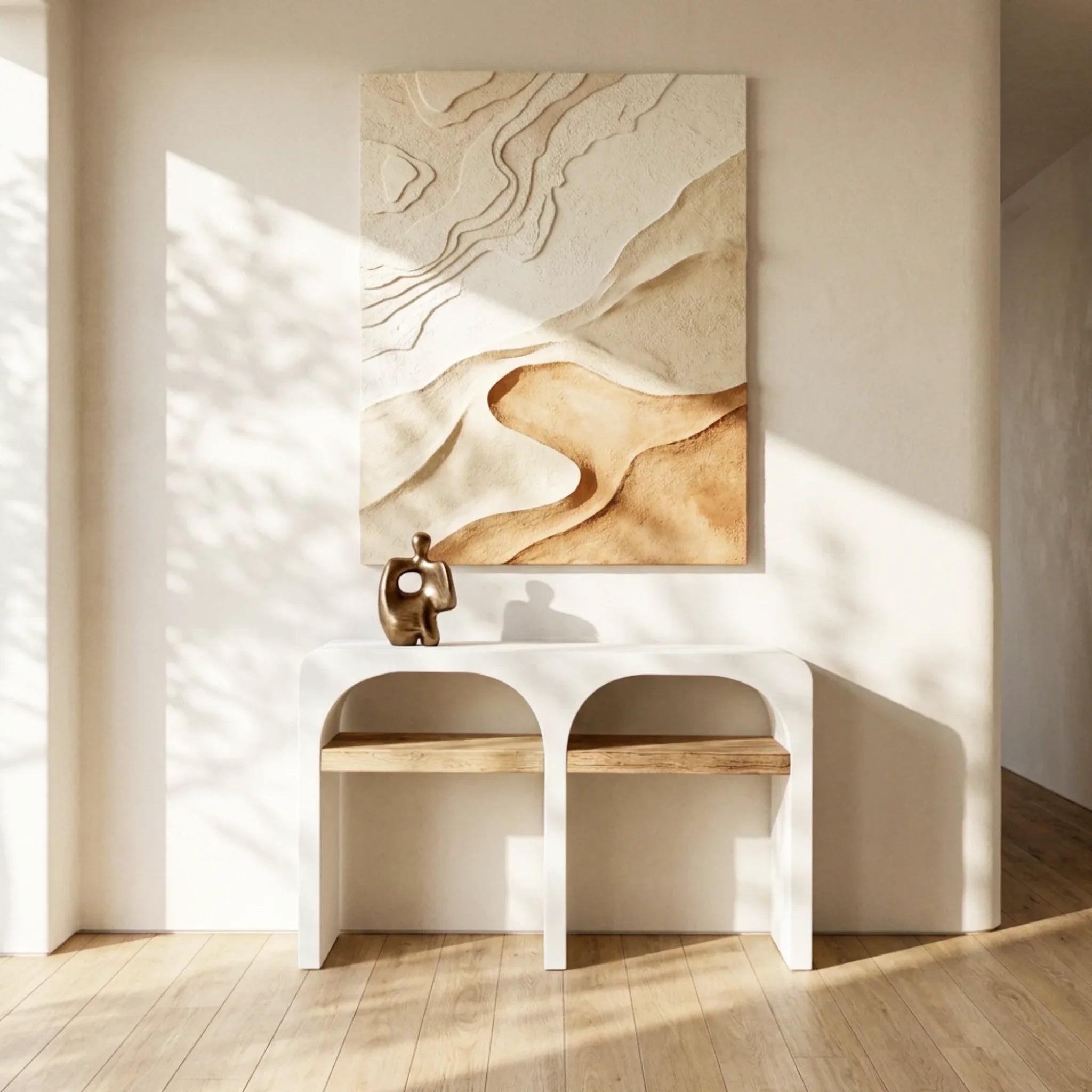 Recibidor Consola Eivissa120x35x76cm | Blanco Mate y Madera reciclada de Acacia | KUBU #