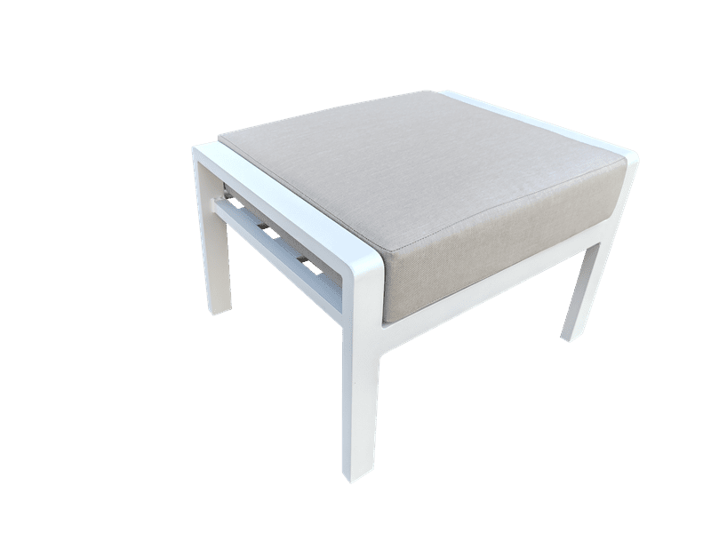 Reposapiés Albury aluminio blanco con cojín gris claro | Kubu #