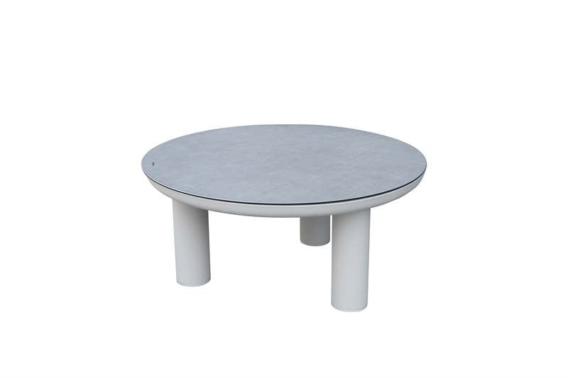 Set de 2 mesas de centro Attica aluminio blanco top cristal cerámico gris | Kubu #