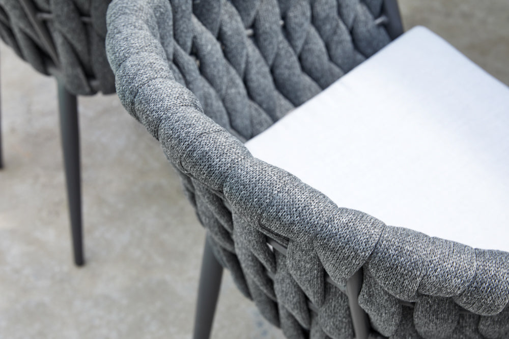 Sillón Meridian aluminio antracita cuerda antracita y cojín gris medio | Kubu #