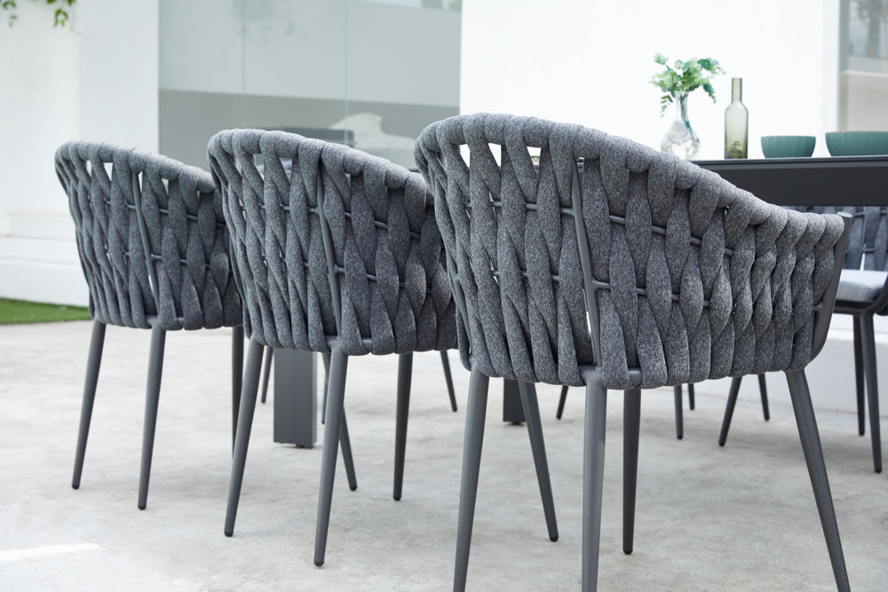 Sillón Meridian aluminio antracita cuerda antracita y cojín gris medio | Kubu #