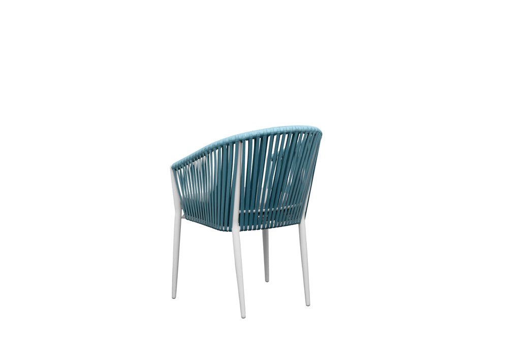 Sillón Ukiah aluminio blanco con cuerda aqua y cojín gris claro | Kubu #