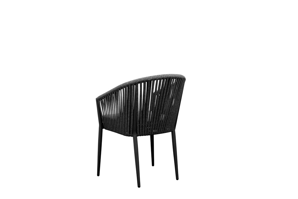 Sillón Ukiah aluminio y cuerda antracita con cojín gris medio | Kubu #