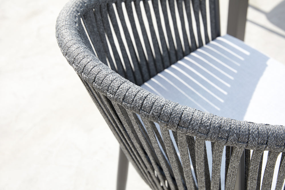 Sillón Ukiah aluminio y cuerda antracita con cojín gris medio | Kubu #