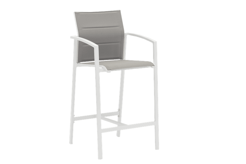 Sillón de Bar ORICK Aluminio Blanco y Textilene Gris Elegante | Kubu #