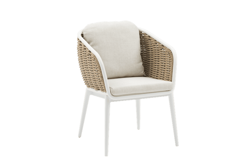 Sillón de Comedor Exterior Irvine | Aluminio Blanco y Cuerda Taupe | Kubu #