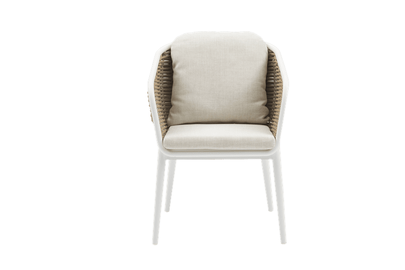 Sillón de Comedor Exterior Irvine | Aluminio Blanco y Cuerda Taupe | Kubu #