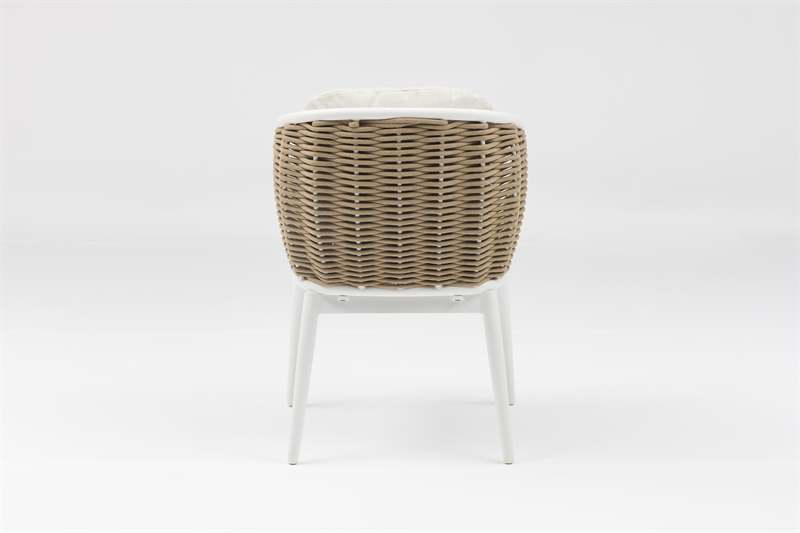 Sillón de Comedor Exterior Irvine | Aluminio Blanco y Cuerda Taupe | Kubu #